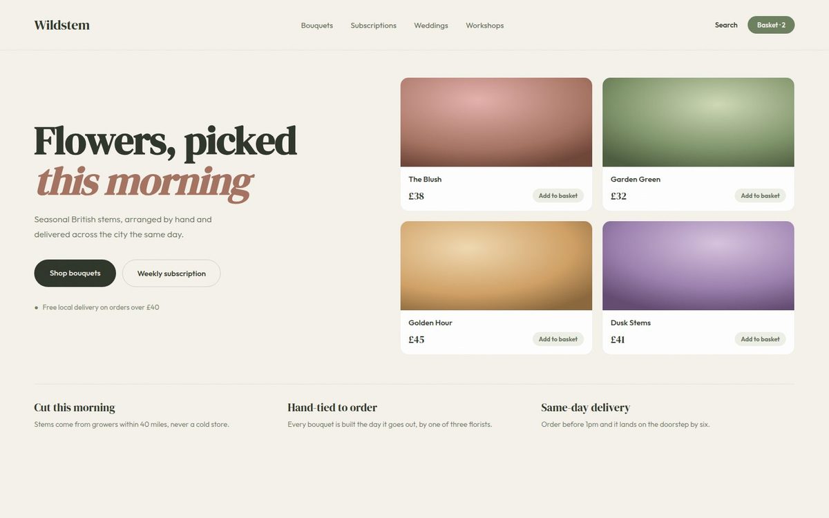Wildstem Florals website design